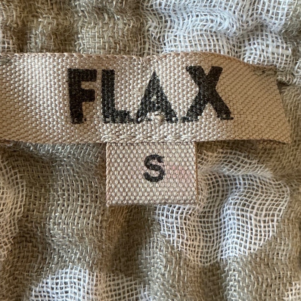 FLAX Linen Polka Dot Boxy Top Small Taupe Lagenlook Artsy Short Sleeve - Picture 4 of 11